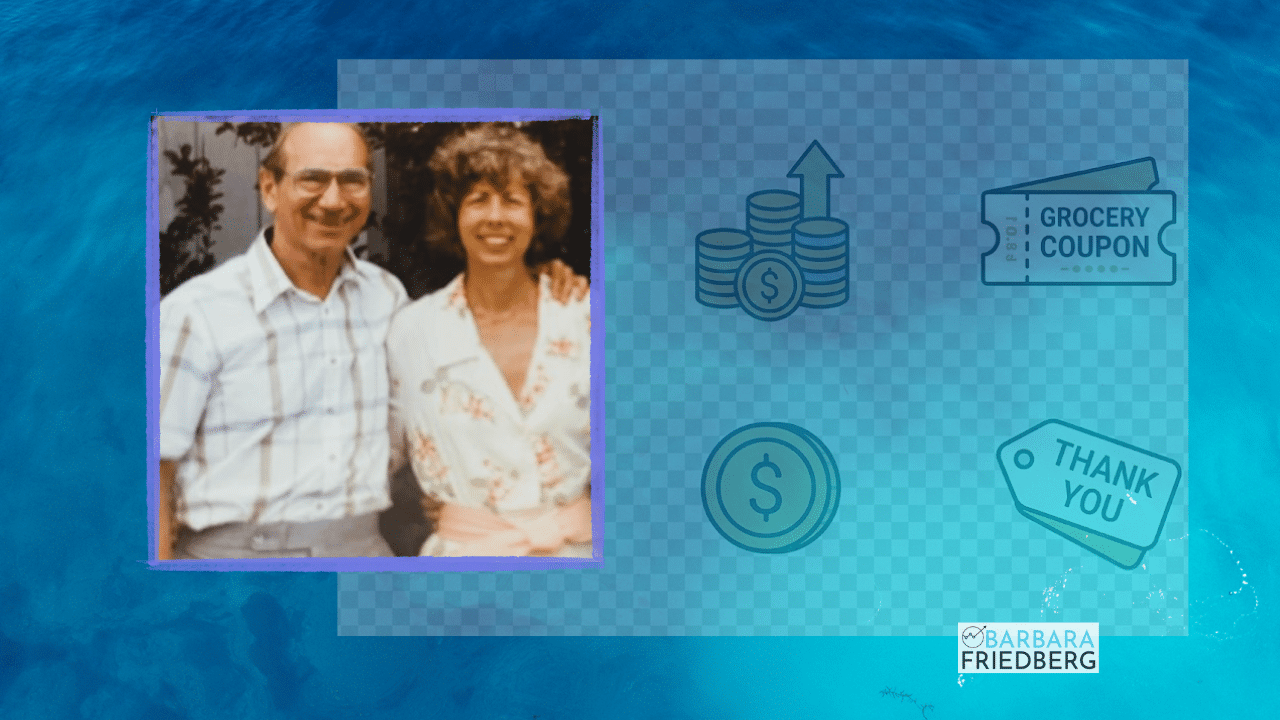 money lessons from mom with image of mom and dad