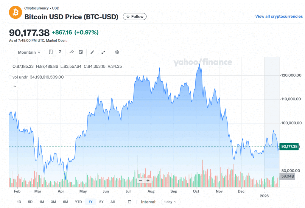 one year bitcoin chart - Jan 2025 to Jan 2025