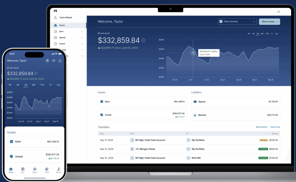 M1 Finance Review dashboard