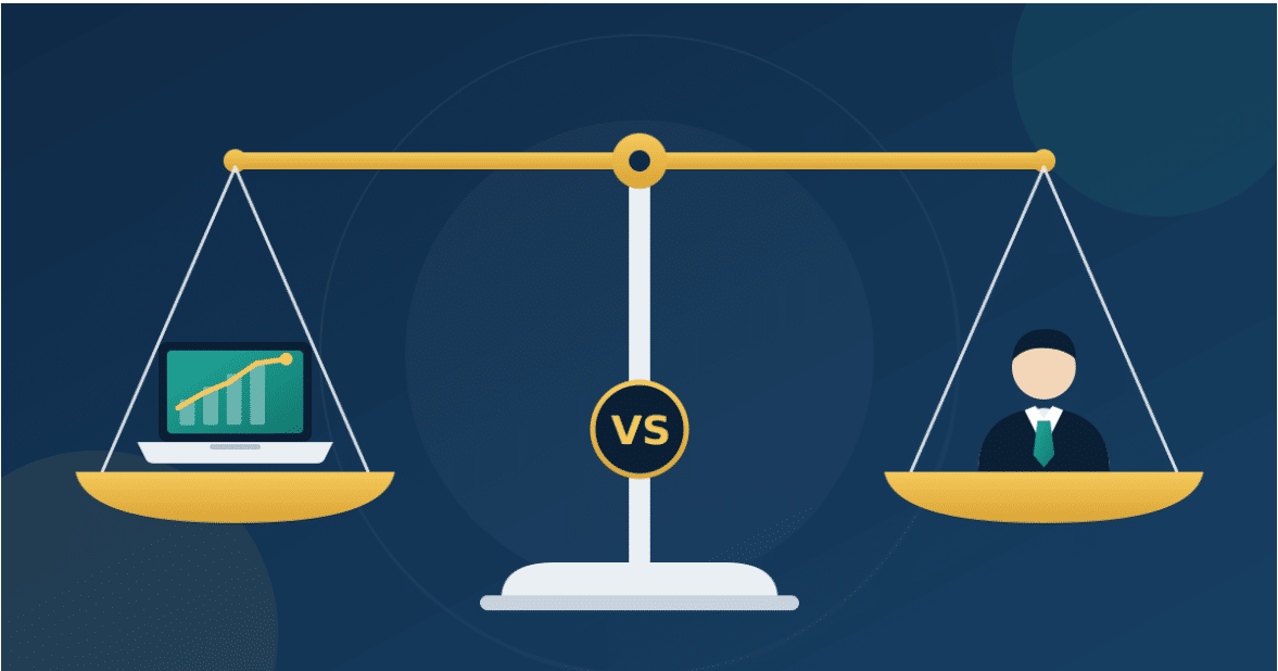 scale showing illustration of diy investing vs financial planner